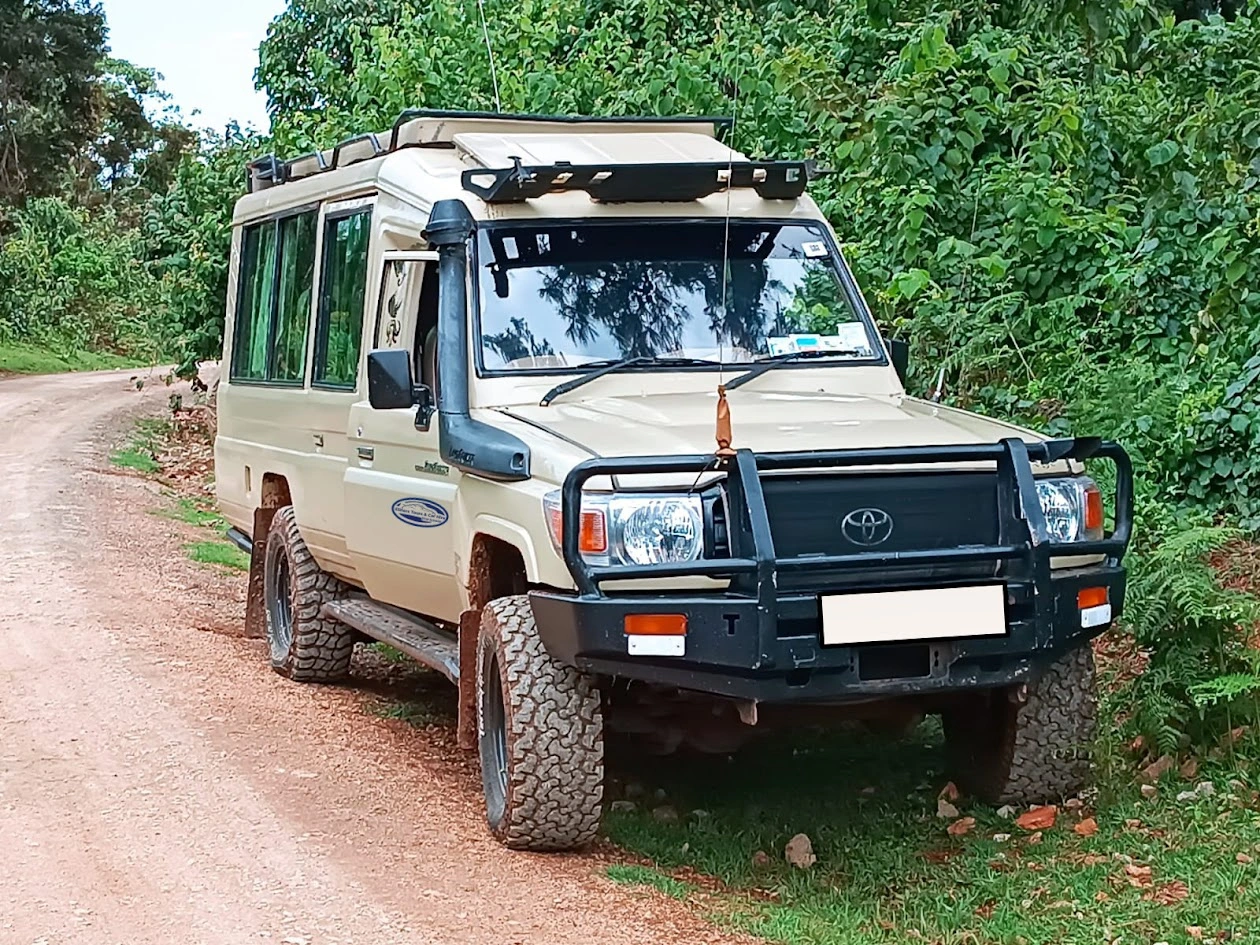 8-seater 4x4 safari Land Cruiser with pop-up roof for Maasai Mara game drives
