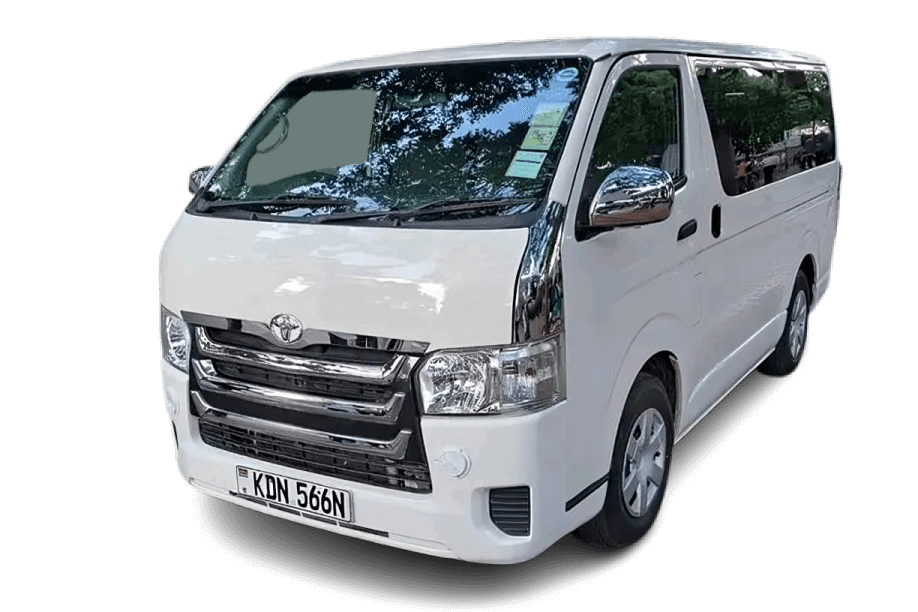 Toyota Hiace 10-Seater Van for hire in Eldoret – Ideal for airport transfers, group transport, and family trips.
